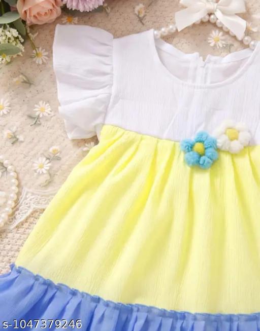Baby Girls Elegant Floral Detail Sleeveless Party Frock - M Y V E L O R A