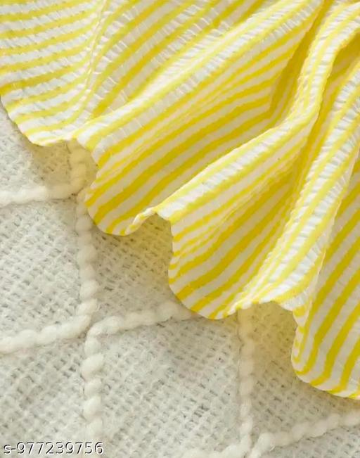 Cute yellow Striped Seersucker A-Line Dress with Oversized Front Bow - M Y V E L O R A