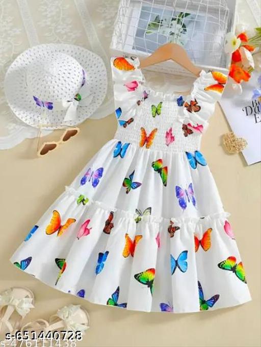 Agile Comfy Girls Frocks & Dresses KIDS GIRL  A-Line Fit And Flare WESTERN Frocks & Dresses - M Y V E L O R A