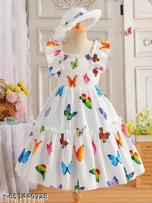 Agile Comfy Girls Frocks & Dresses KIDS GIRL  A-Line Fit And Flare WESTERN Frocks & Dresses - M Y V E L O R A