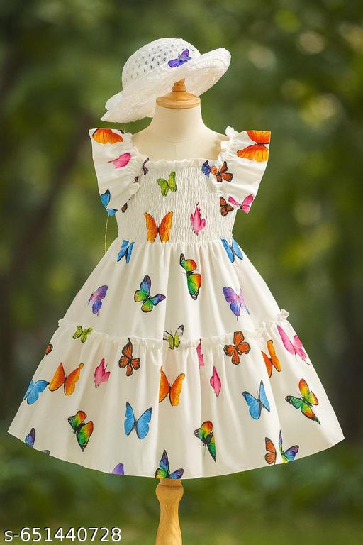 Agile Comfy Girls Frocks & Dresses KIDS GIRL  A-Line Fit And Flare WESTERN Frocks & Dresses - M Y V E L O R A