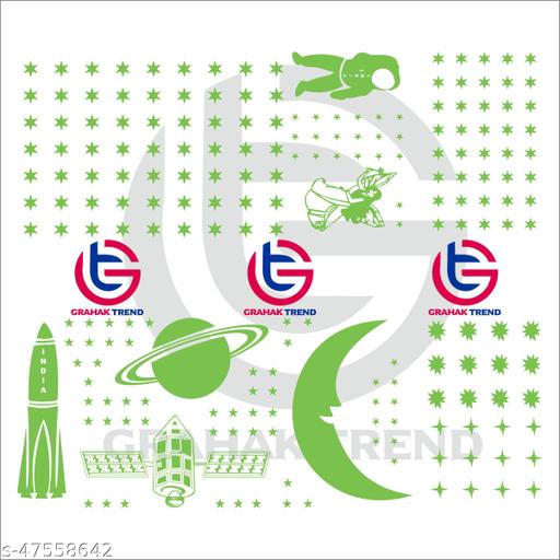 Grahak Trend Florucent Night Glowing Radium Sticker( 201 Stars Big and Small, 1 Moon,1 Rocket,1 Astronaut, 1 Farry, 1 Shuttle, 1 Planet Orbit ) - M Y V E L O R A