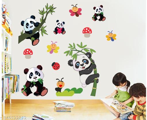 Beautiful Panda set Wall Sticker For Kids room  ( 136 cm x 130 cm ) - M Y V E L O R A