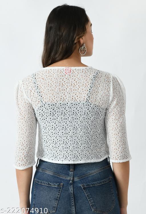Rayware women's stylish net shrug in zip details  Jackets  - M Y V E L O R A