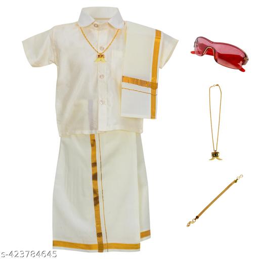 Boys Traditional silk cotton Pyjama Dhoti &Shirt set - with Gift - M Y V E L O R A