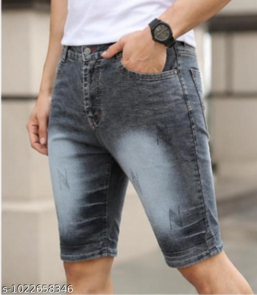 Men’s Grey Denim Bermuda Shorts – Stylish Casual Wear - M Y V E L O R A