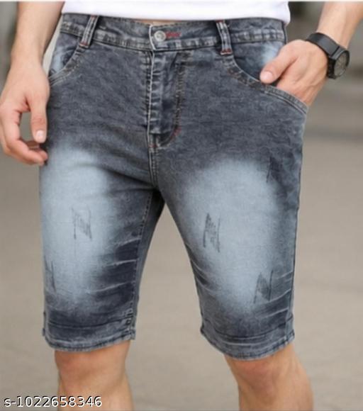 Men’s Grey Denim Bermuda Shorts – Stylish Casual Wear - M Y V E L O R A