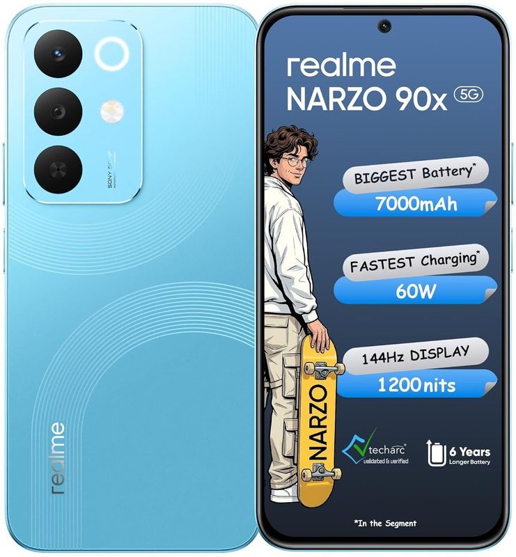 Realme narzo 90x 5g (aqua blue, 128 gb) - M Y V E L O R A