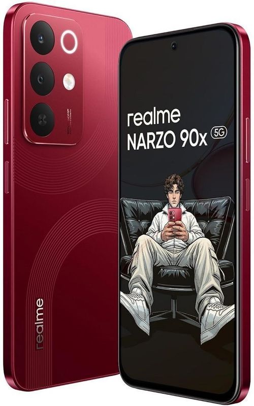 Realme narzo 90x 5g (maroon red, 128 gb) - M Y V E L O R A