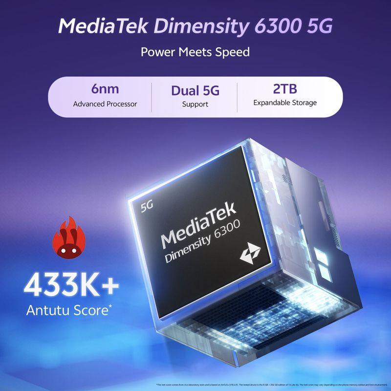 Vivo t4 lite 5g (prism blue 2026) ( 4gb 128gb) - M Y V E L O R A