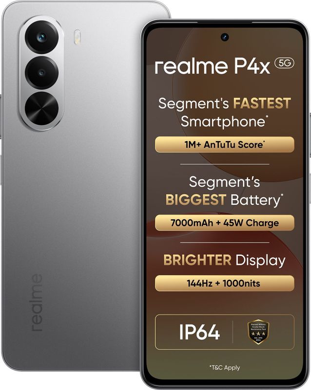 Realme p4x 5g (matte silver, 128 gb) - M Y V E L O R A