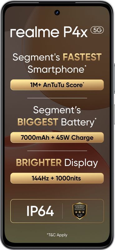 Realme p4x 5g (matte silver, 128 gb) - M Y V E L O R A