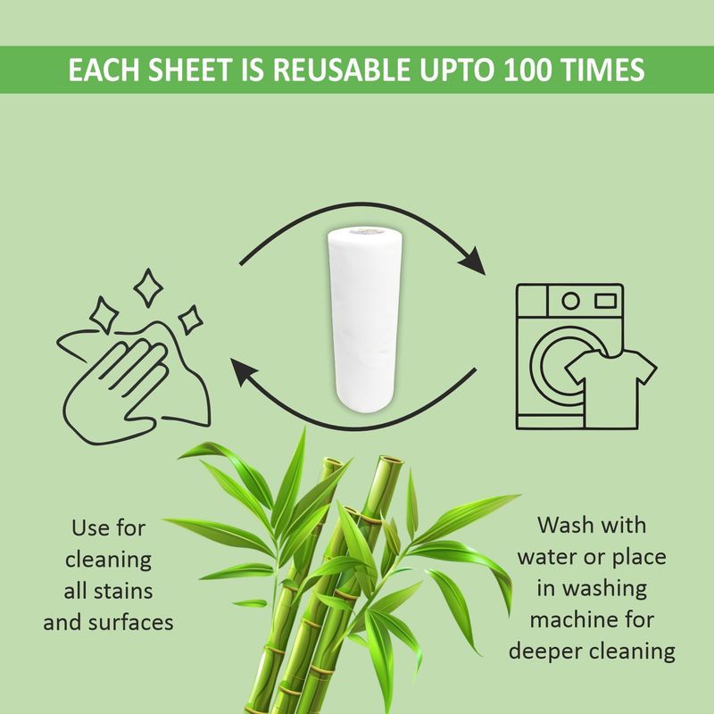 Ms enterprises sustainable bamboo reusable kitchen towel roll - M Y V E L O R A