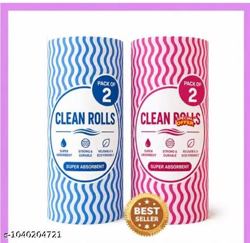 Non Woven Reusable & Washable Kitchen Towel Roll | Ultra Absorbent, Antimicrobial & Anti Odour Wipes for Spotless Cleaning | Quick Dry Multi Purpose Tissues (80 Wipes Per Roll, 160 Sheets) - M Y V E L O R A