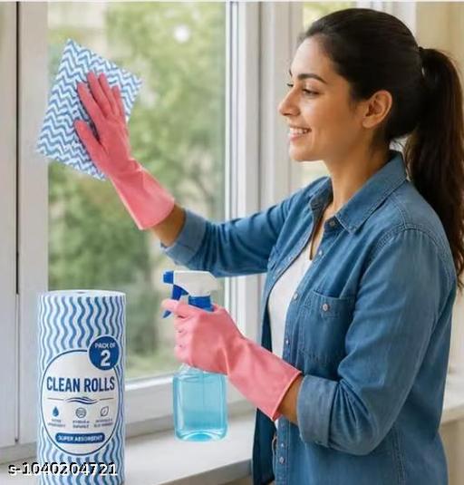 Non Woven Reusable & Washable Kitchen Towel Roll | Ultra Absorbent, Antimicrobial & Anti Odour Wipes for Spotless Cleaning | Quick Dry Multi Purpose Tissues (80 Wipes Per Roll, 160 Sheets) - M Y V E L O R A
