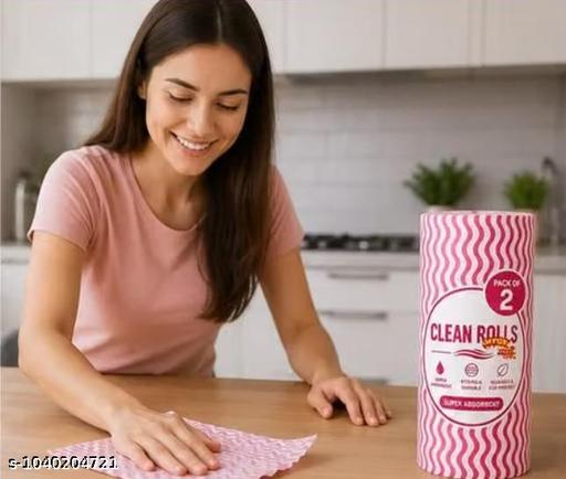 Non Woven Reusable & Washable Kitchen Towel Roll | Ultra Absorbent, Antimicrobial & Anti Odour Wipes for Spotless Cleaning | Quick Dry Multi Purpose Tissues (80 Wipes Per Roll, 160 Sheets) - M Y V E L O R A