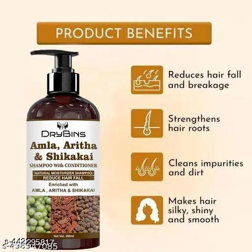 Amla , Aritha & Shikakai Shampoo with conditioner for Reduce hairfall and Anti-dandruff (750 ml) - M Y V E L O R A