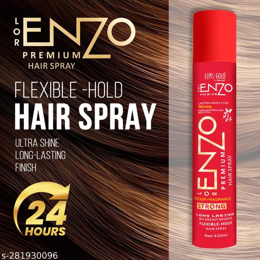 ELPIS GOLD Enzo Premium Hair Spray| Curl Enhancing With Flexible Hold, Long Lasting, No Greasy Residue| All-Day Shine |Pure, Fresh And Beautiful | Odour Fragrance Strong | Suitable for All Hair Types | Weatherproof Styling Solution | 420ml - M Y V E L O R A