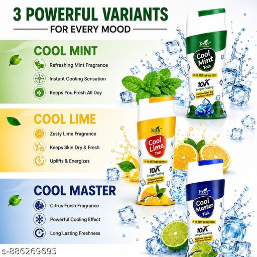 300GM Cool Talcum Powder For Women & Men | Summer Talcum Powder Combo For Ghamori With Lemon Extract 300g - M Y V E L O R A