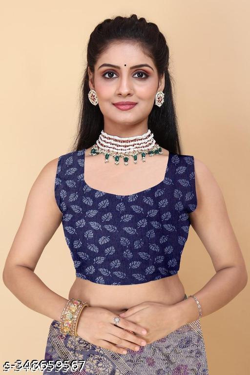 Zareena Navy Blue Colour Floral Print Cotton Saree with Contrast Border | Lightweight and Semi-Transparent Tussar-Look Saree for Daily Wear Under ₹300 - M Y V E L O R A