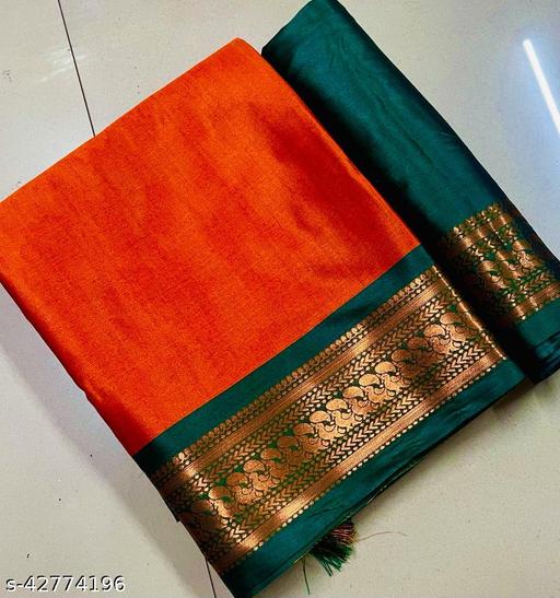 DUK DESINGN COTTON SILK SAREE+ BROCKATE BLOUSE - M Y V E L O R A