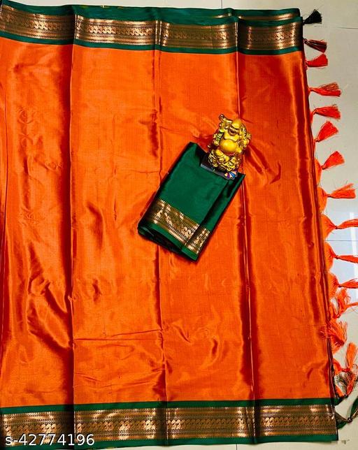 DUK DESINGN COTTON SILK SAREE+ BROCKATE BLOUSE - M Y V E L O R A