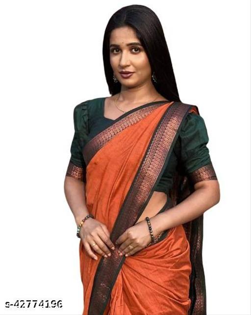 DUK DESINGN COTTON SILK SAREE+ BROCKATE BLOUSE - M Y V E L O R A
