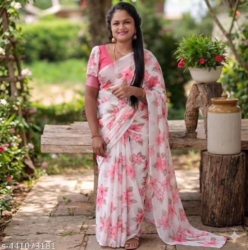 Cotton Linen Printed Saree Designer Bollywood Partywear Wedding Traditional Best Collection of Beautiful Sarees with Blouse Latest  Trending  Sari|_White - M Y V E L O R A