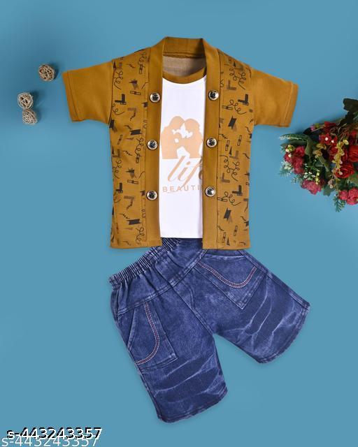   Boys T-Shirt and Bottom Set Kids Casual Wear   Boys Clothing Set   Comfortable Boys Outfit   Stylish Boys T-Shirt and Shorts/Bottoms   Summer T-Shirt and Shorts Set - M Y V E L O R A
