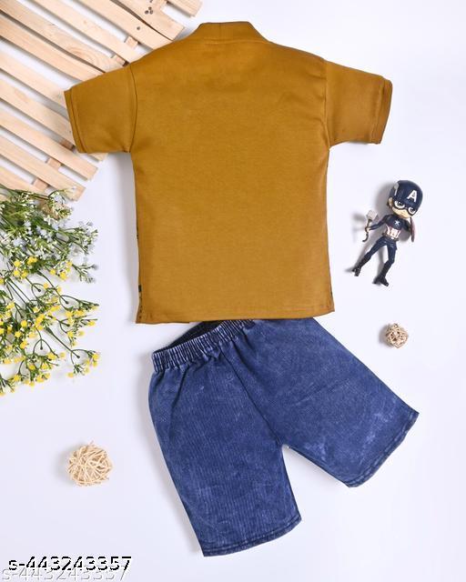   Boys T-Shirt and Bottom Set Kids Casual Wear   Boys Clothing Set   Comfortable Boys Outfit   Stylish Boys T-Shirt and Shorts/Bottoms   Summer T-Shirt and Shorts Set - M Y V E L O R A
