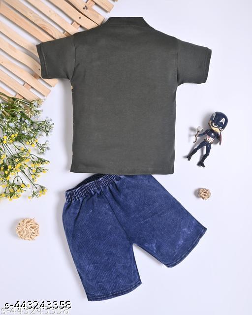  Boys T-Shirt and Bottom Set Kids Casual Wear   Boys Clothing Set   Comfortable Boys Outfit   Stylish Boys T-Shirt and Shorts/Bottoms   Summer T-Shirt and Shorts Set - M Y V E L O R A