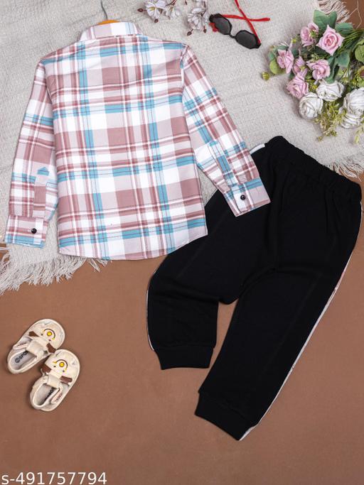 Boys Kids Boy Shirt pant combo set with attached t-shirt with shirt clothing set. - M Y V E L O R A