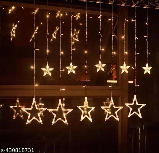 Tilak  LED Star String Lights for Decoration – Warm White, 8 Flashing Modes, 10 Stars, 3 Meter – Perfect for Diwali, Christmas, Bedroom, Balcony & Party Decor - M Y V E L O R A