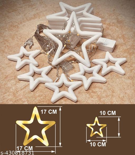 Tilak  LED Star String Lights for Decoration – Warm White, 8 Flashing Modes, 10 Stars, 3 Meter – Perfect for Diwali, Christmas, Bedroom, Balcony & Party Decor - M Y V E L O R A