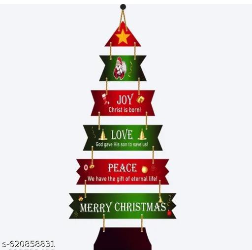JK Merry Christmas Wooden Hanging Wall Decor Ideal for Home,Office Decor & Gifting Christmas Décor - M Y V E L O R A
