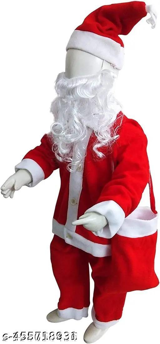 Kids Christmas Santa Dress premium Quality with Beard Bag and Cap low_ASP - M Y V E L O R A