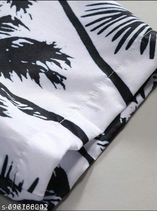 Men's Summer Palm Tree Printed Short Sleeve Casual Shirt, Vacation Style - Neezhofashion