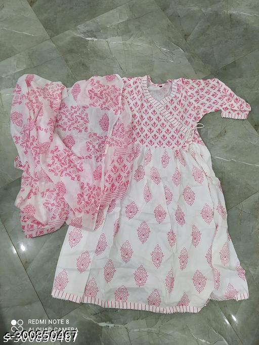 anarakali kurti and dupatta pink - Neezhofashion