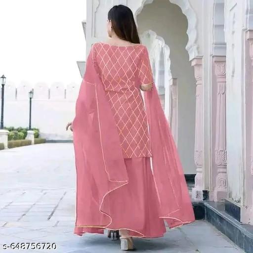 Vidusha Kurti Dupatta Set with Bottomwear For Women's - Neezhofashion