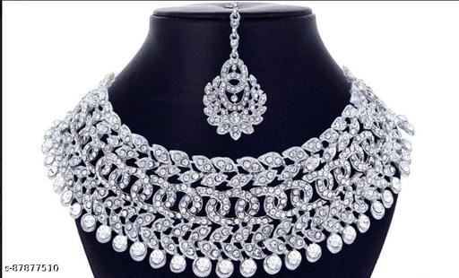 Sterling Rhodium Plated Jewellery Set With White Austrian Diamond  - Neezhofashion
