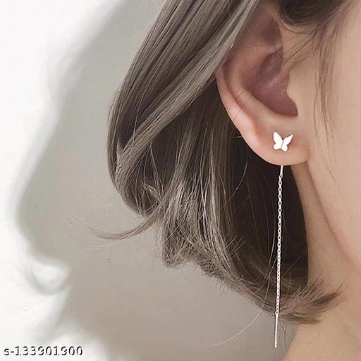 Silver Long Tassel Butterfly Drop Earrings - NJORA LUXURY FASHION