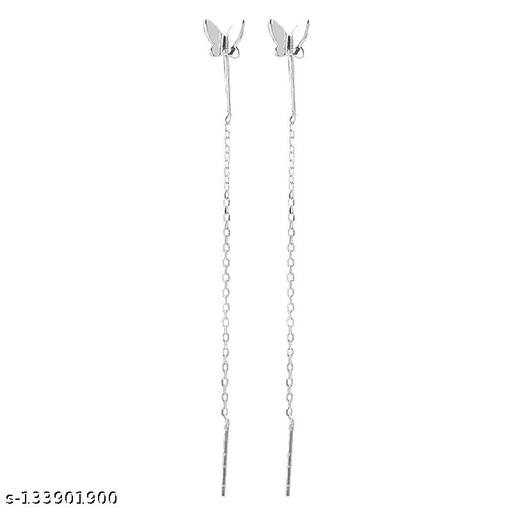 Silver Long Tassel Butterfly Drop Earrings - NJORA LUXURY FASHION