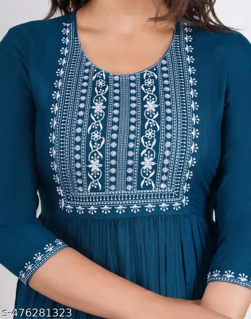 New Embroidery design kurti for women stylish and latest Breathable and Comfortable price 200-270/ sleeve 3/4 Sizes S-3XL - NJORA LUXURY FASHION