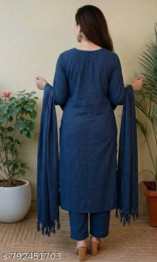 CHICKEN KARI NAVY BLUE DUPATTA SET FOR GIRLS/ WOMENS - NJORA LUXURY FASHION
