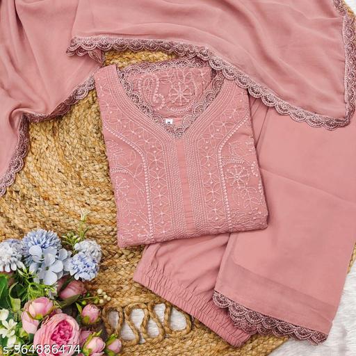 Georgette Chikankari kurti Set  - NJORA LUXURY FASHION