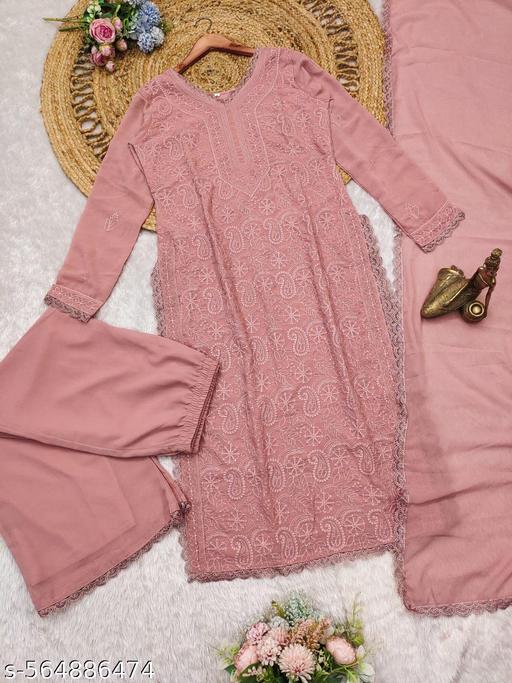 Georgette Chikankari kurti Set  - NJORA LUXURY FASHION