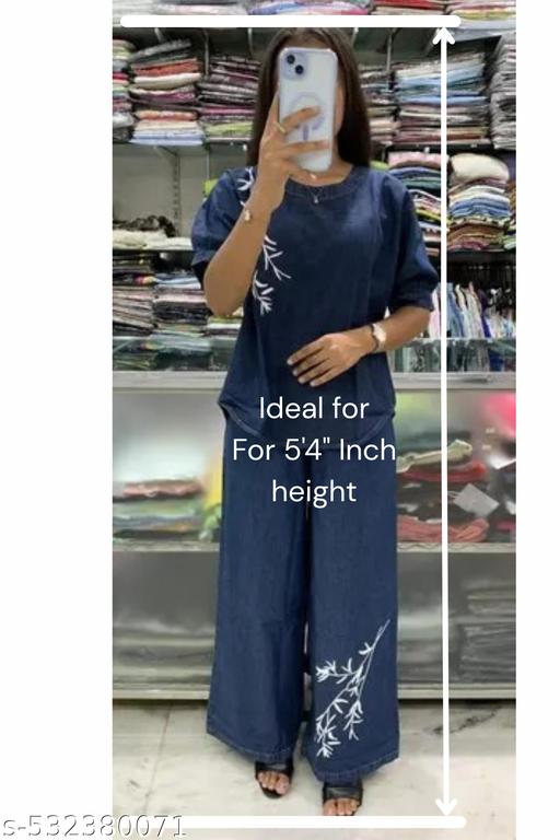 Stylish Women’s Embroidery Denim Set – 2-Piece – Ideal For 5'4" Inch Height - NJORA LUXURY FASHION