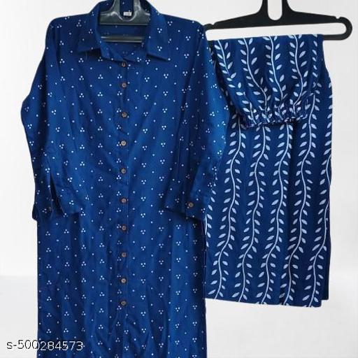 New Printed Kurta Pant Set Blue - NJORA LUXURY FASHION