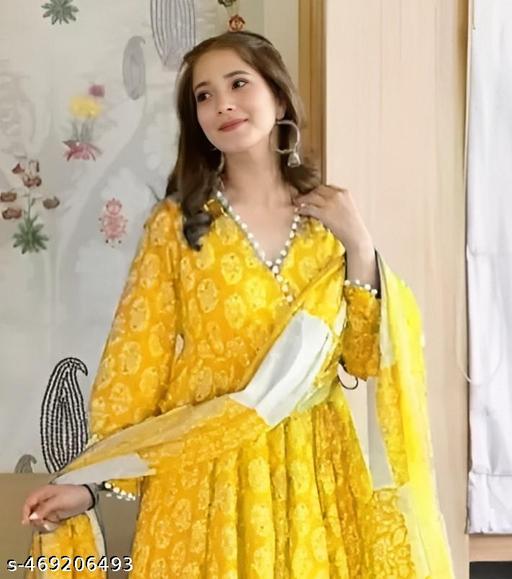 Pom Pom Anarkali Kurta Set - NJORA LUXURY FASHION