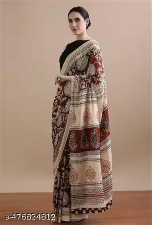Jaipuri Hand Block Printed Daily Wear Soft Cotton Mulmul Saree ,Sanganeri Cotton Mulmul Saree, Indigo Print saree,Bagru Cotton Saree, Batic / Batik Print Cotton saree In Super Fine 92*80 Fabric Quality With Unstitched Attached Blouse Piece for Woman All Occasions Saree. - NJORA LUXURY FASHION